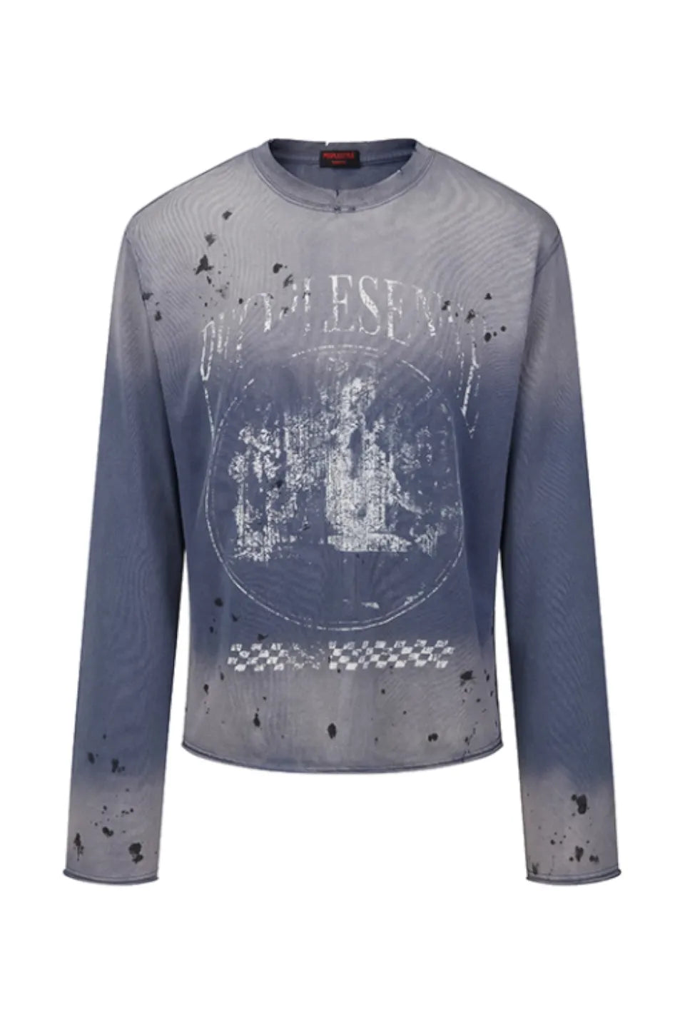 Blue Distressed Racing Flame Print T-Shirt