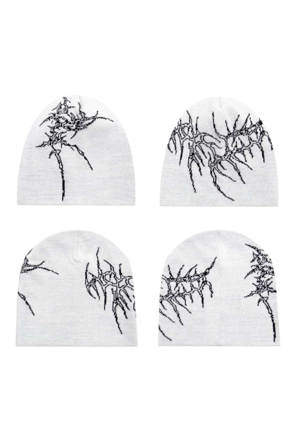 Bone Jacquard Knit Beanie