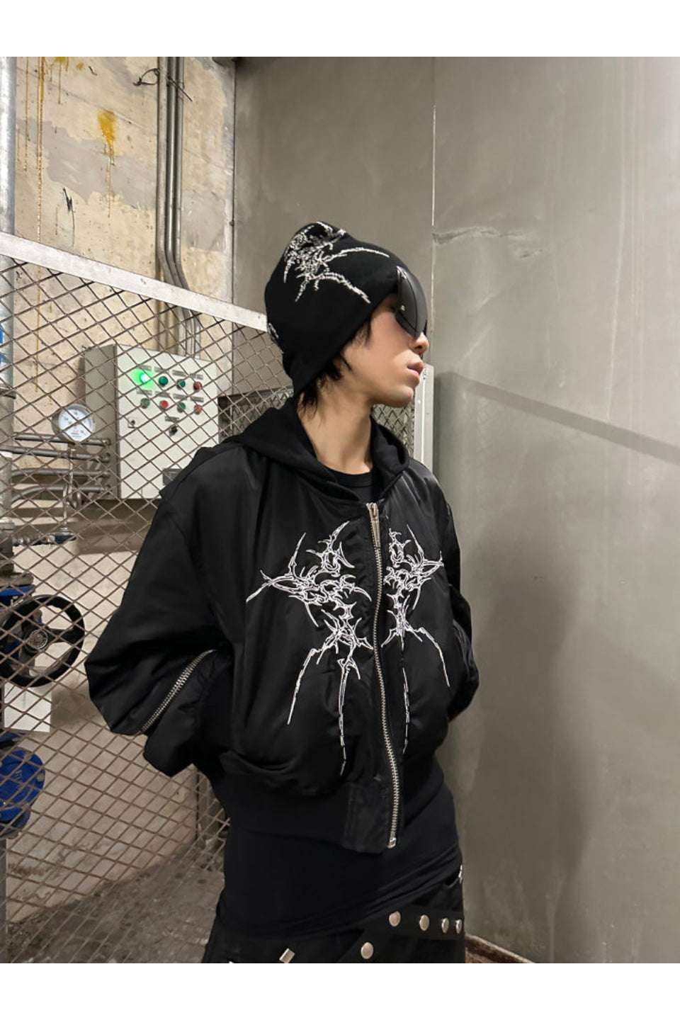 Bone Jacquard Knit Beanie