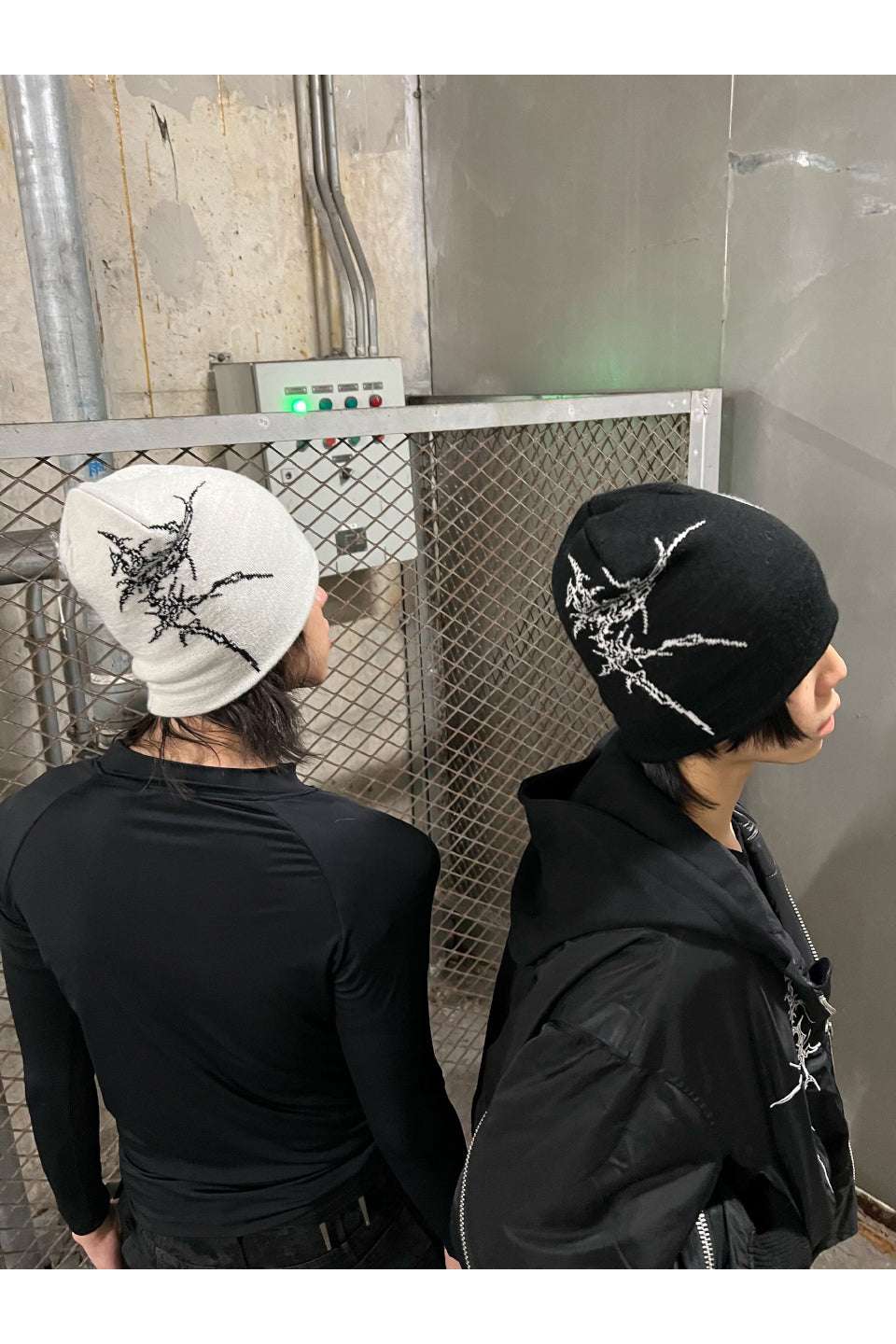 Bone Jacquard Knit Beanie