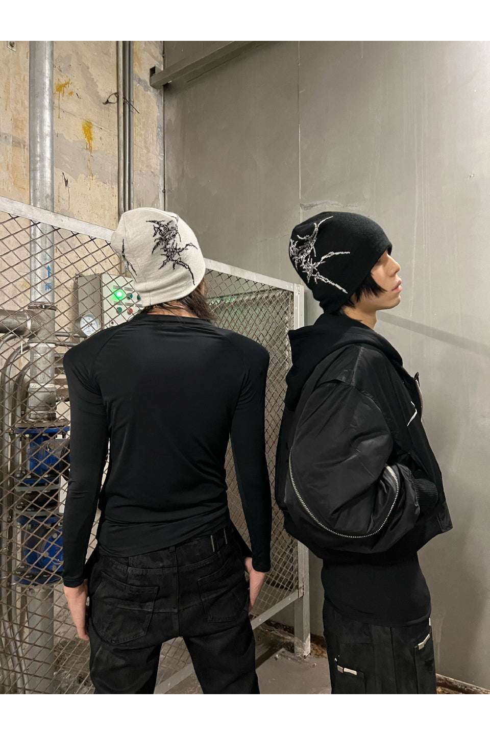 Bone Jacquard Knit Beanie