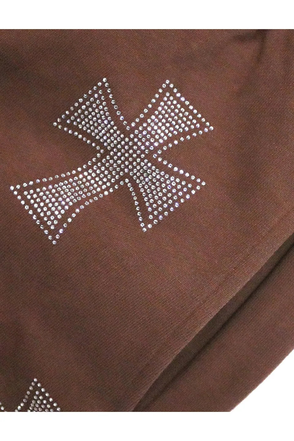 Brown Cross Rhinestone Jogger