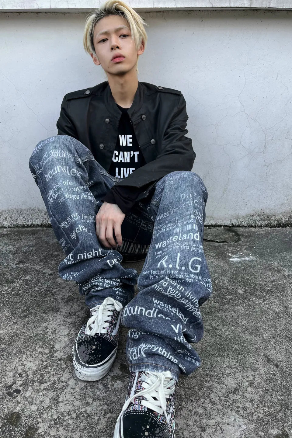 Bullet Subtitle Printed Cigarette Jeans