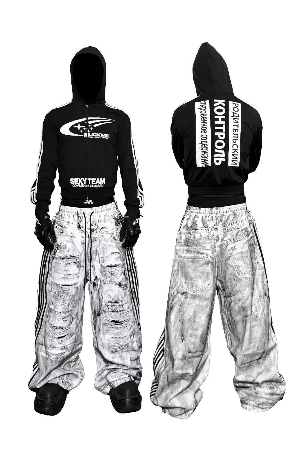 COMME des CHASSEU Racing Zip Up Dry Fit Hoodie