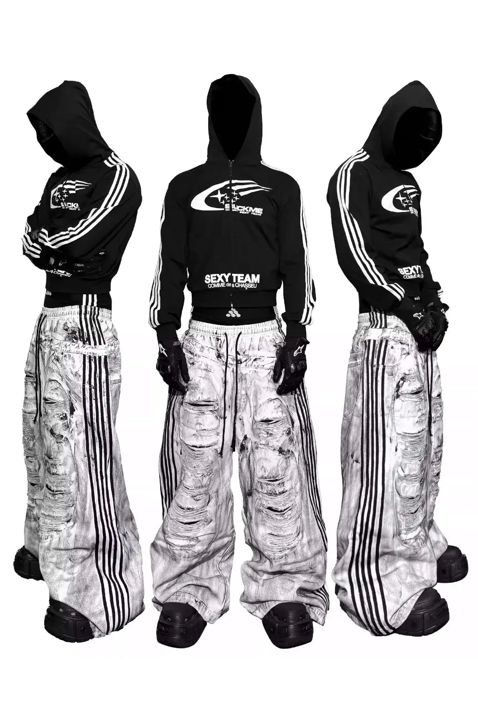 COMME des CHASSEU Racing Zip Up Dry Fit Hoodie