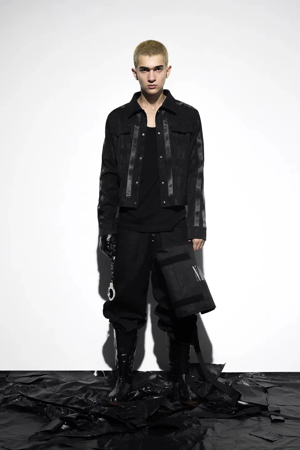 Caged Bird Vein Textured Leather Jacket