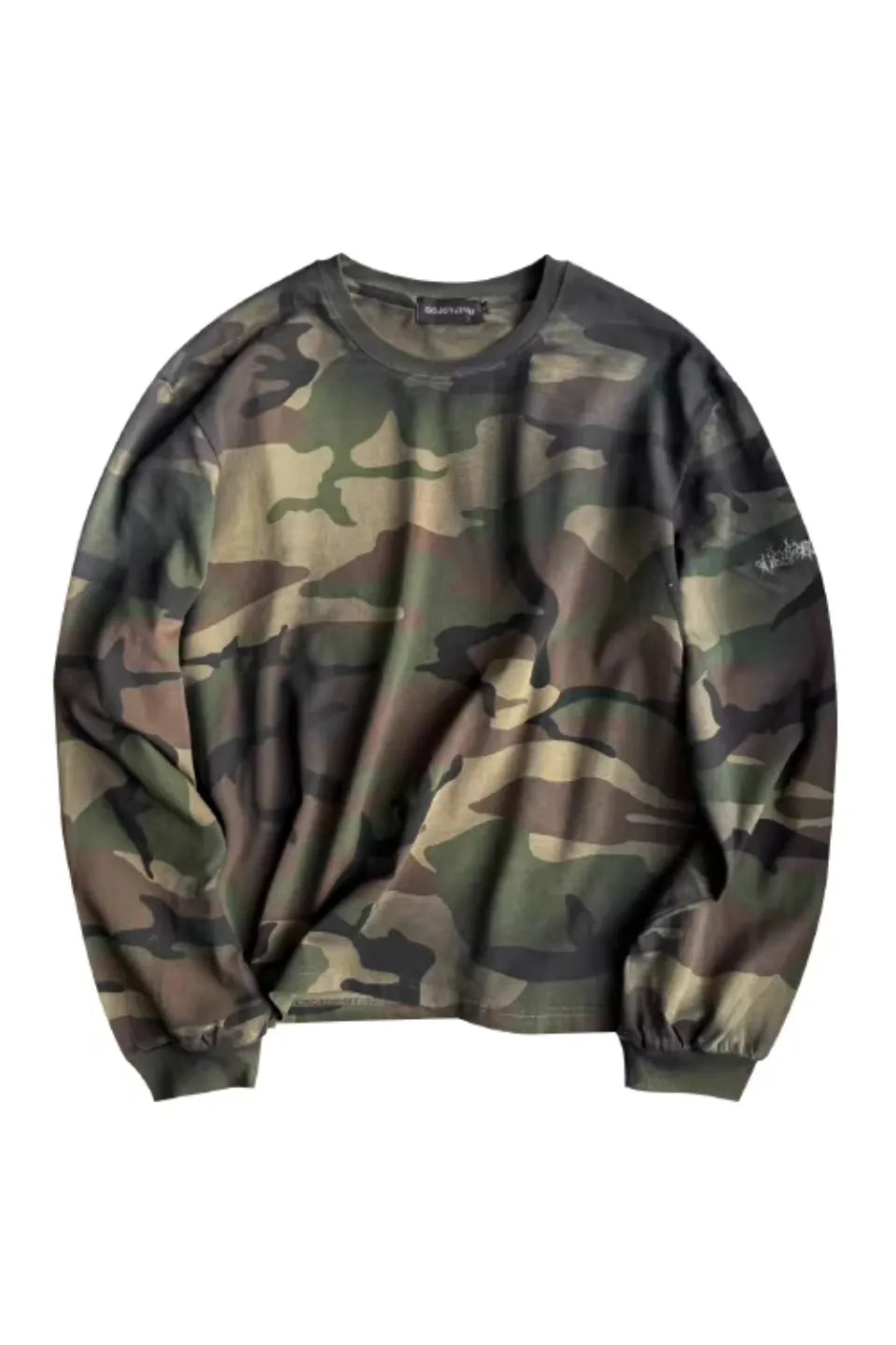 Camo Sprayed Dirty Wash Long Sleeve Boxy Tee