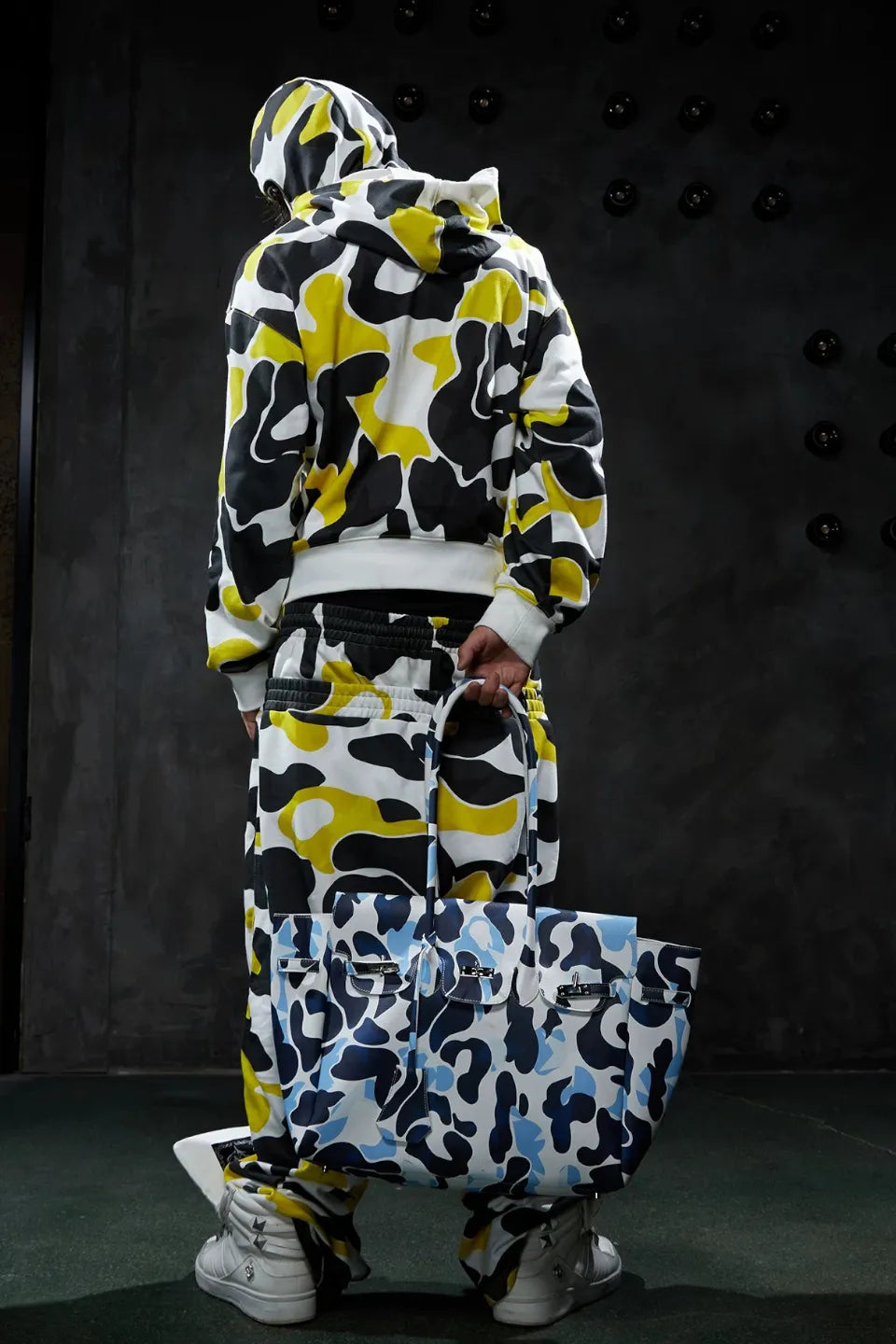 Camo Metal Buckle Oversized Tote Bag