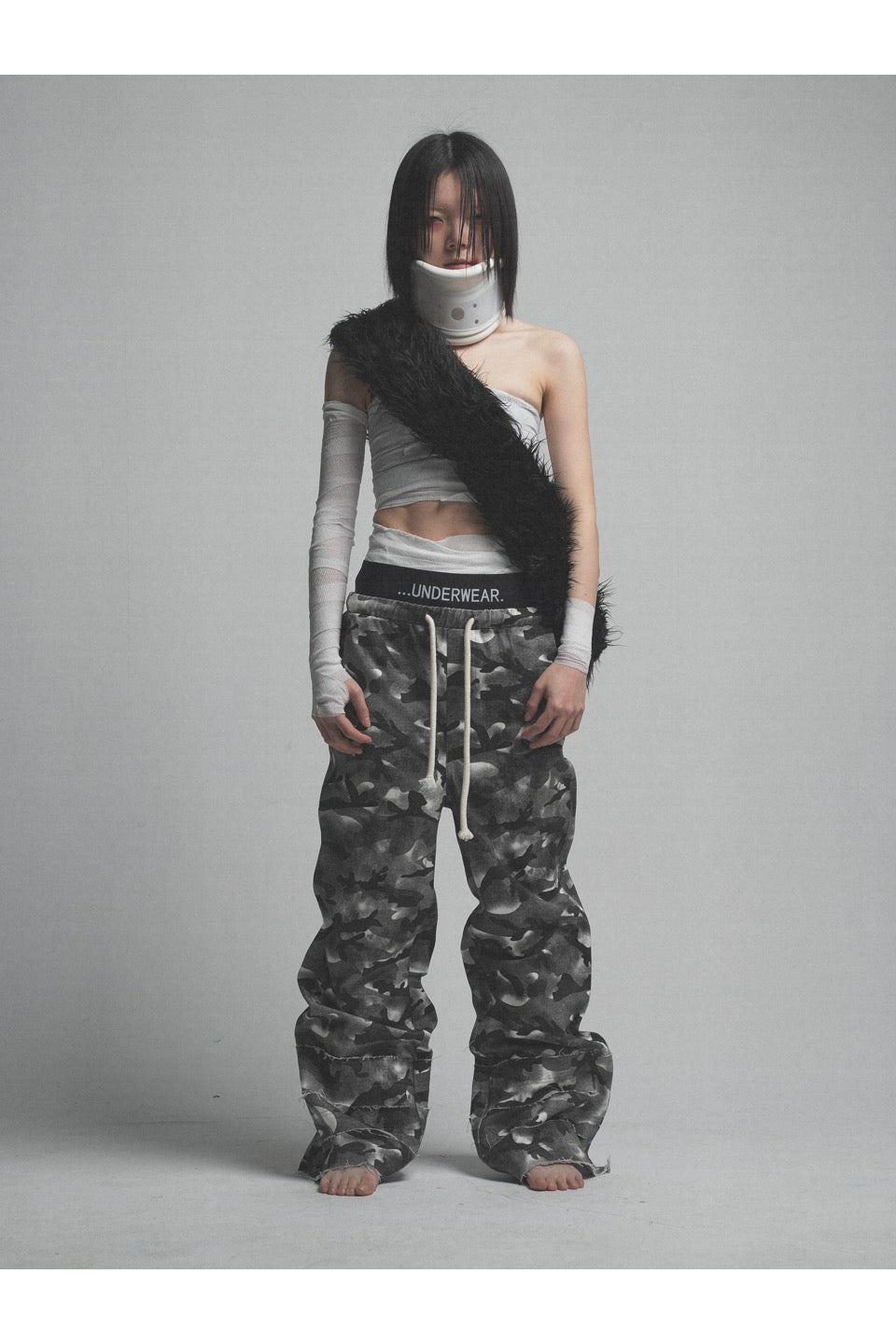 Camouflage Dirty Double Waist Pants