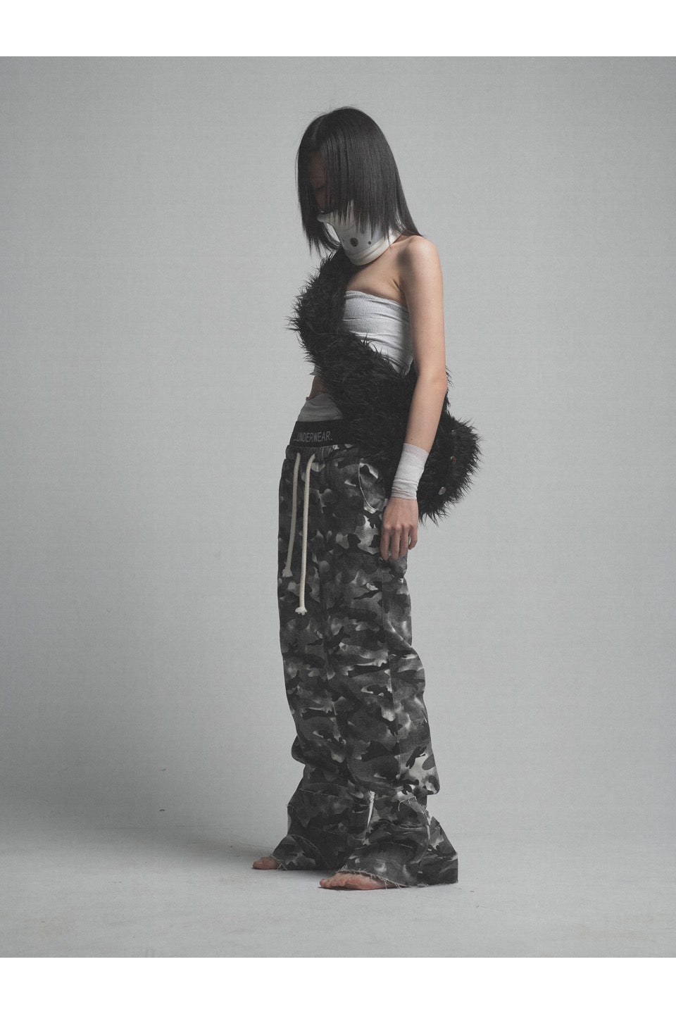 Camouflage Dirty Double Waist Pants