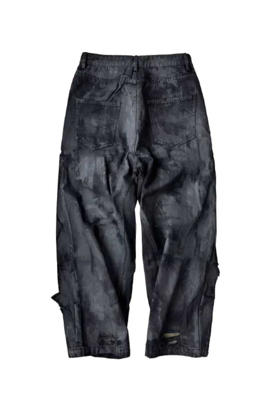Camouflage Distressed Dirty Pocket Wide Leg Baggy Jeans