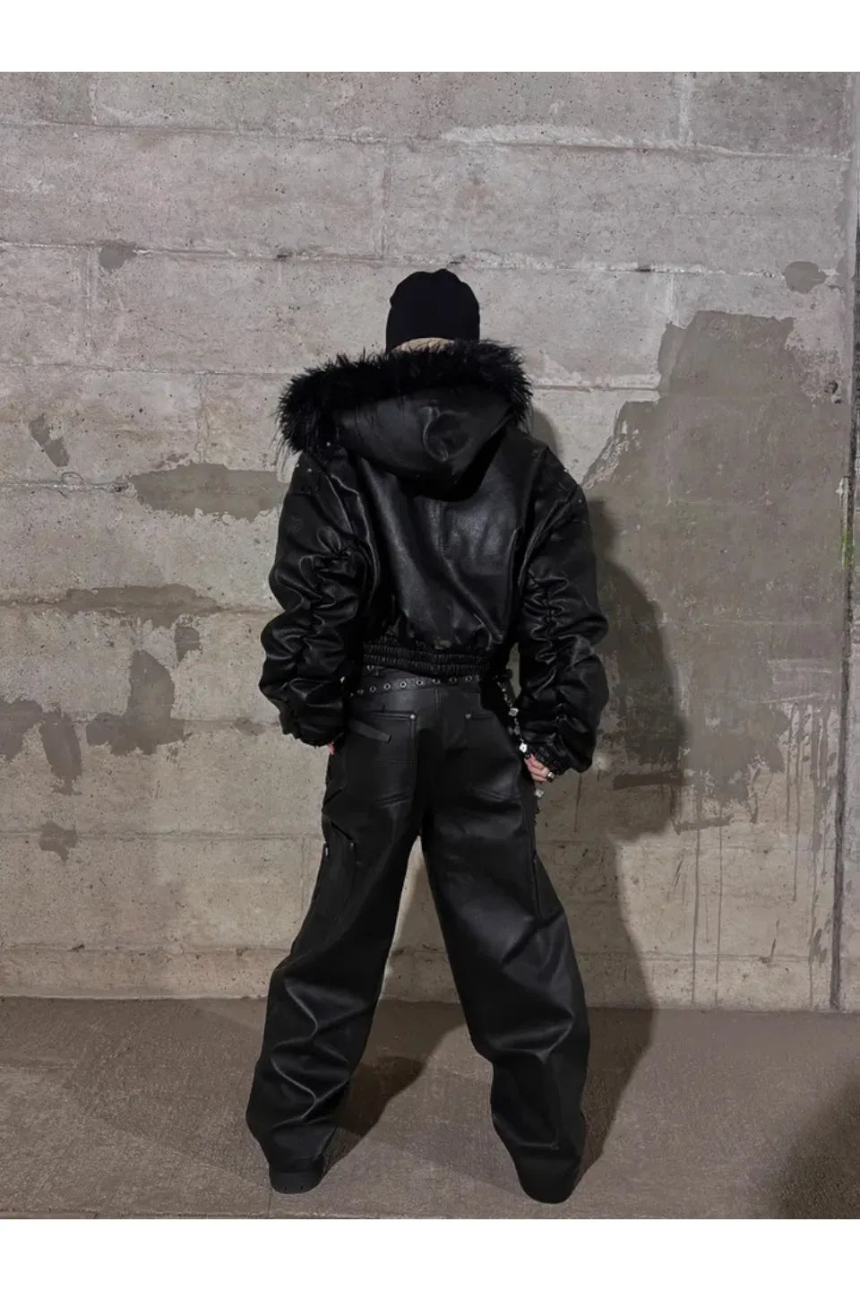 Camouflage Patchwork Leather Distressed Pants