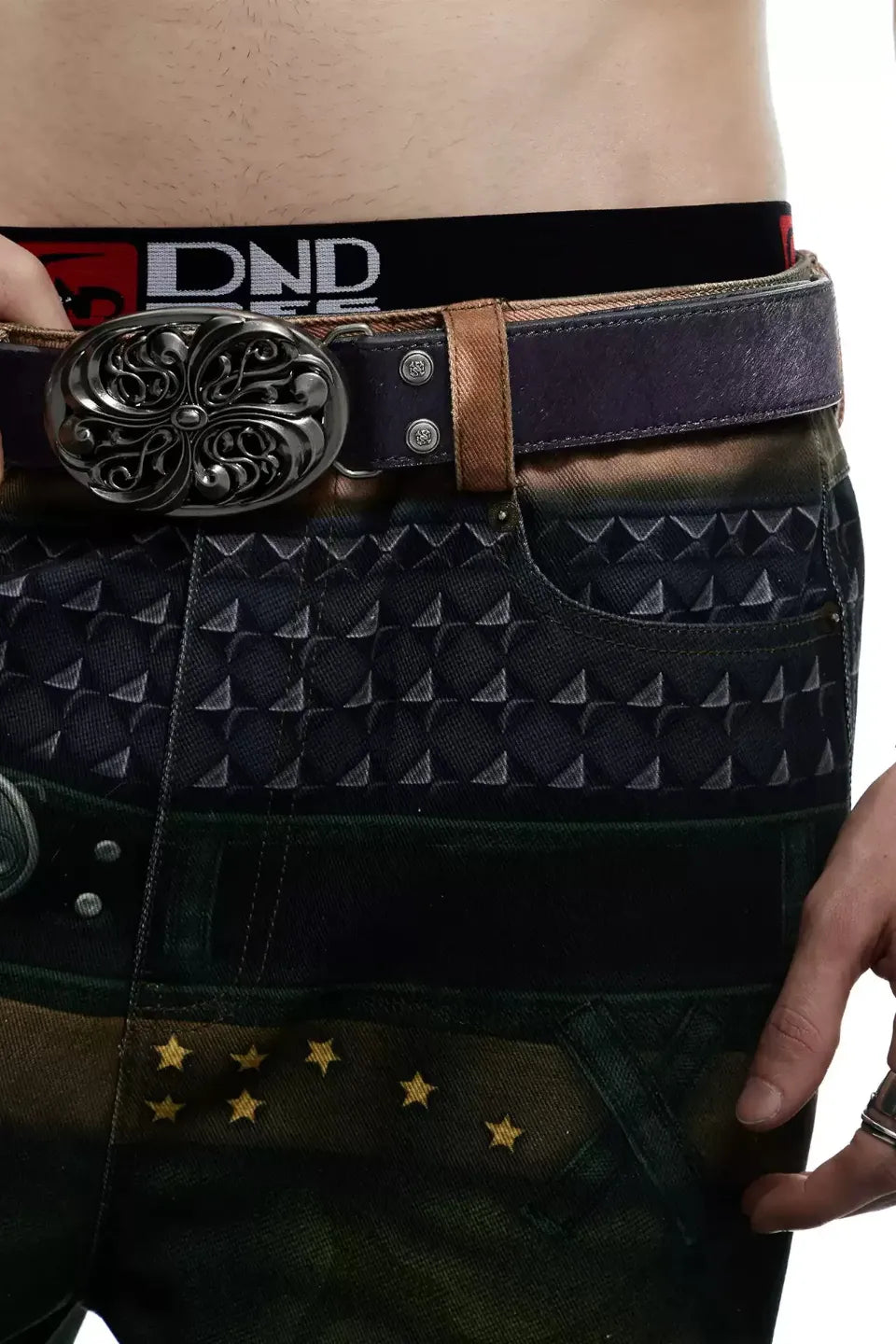 Chrome Acanthus Carved Leather Belt