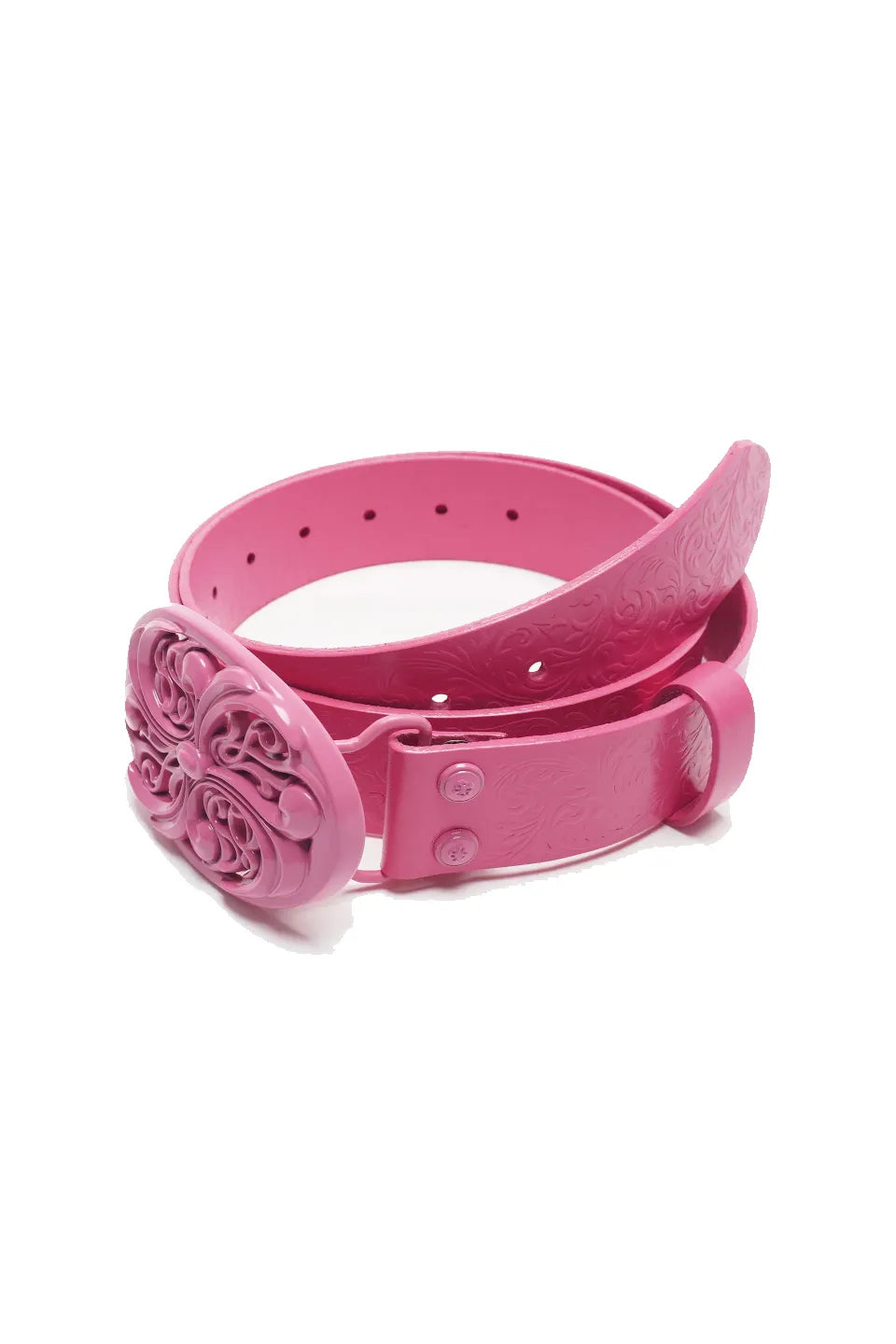 Chrome Acanthus Carved Leather Belt