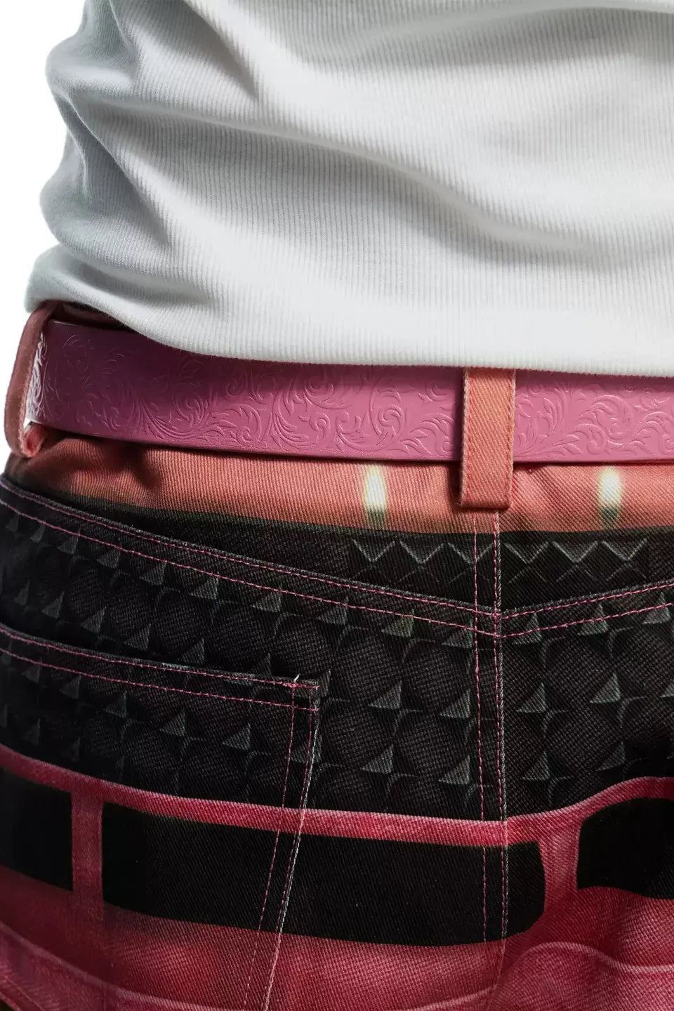 Chrome Acanthus Carved Leather Belt