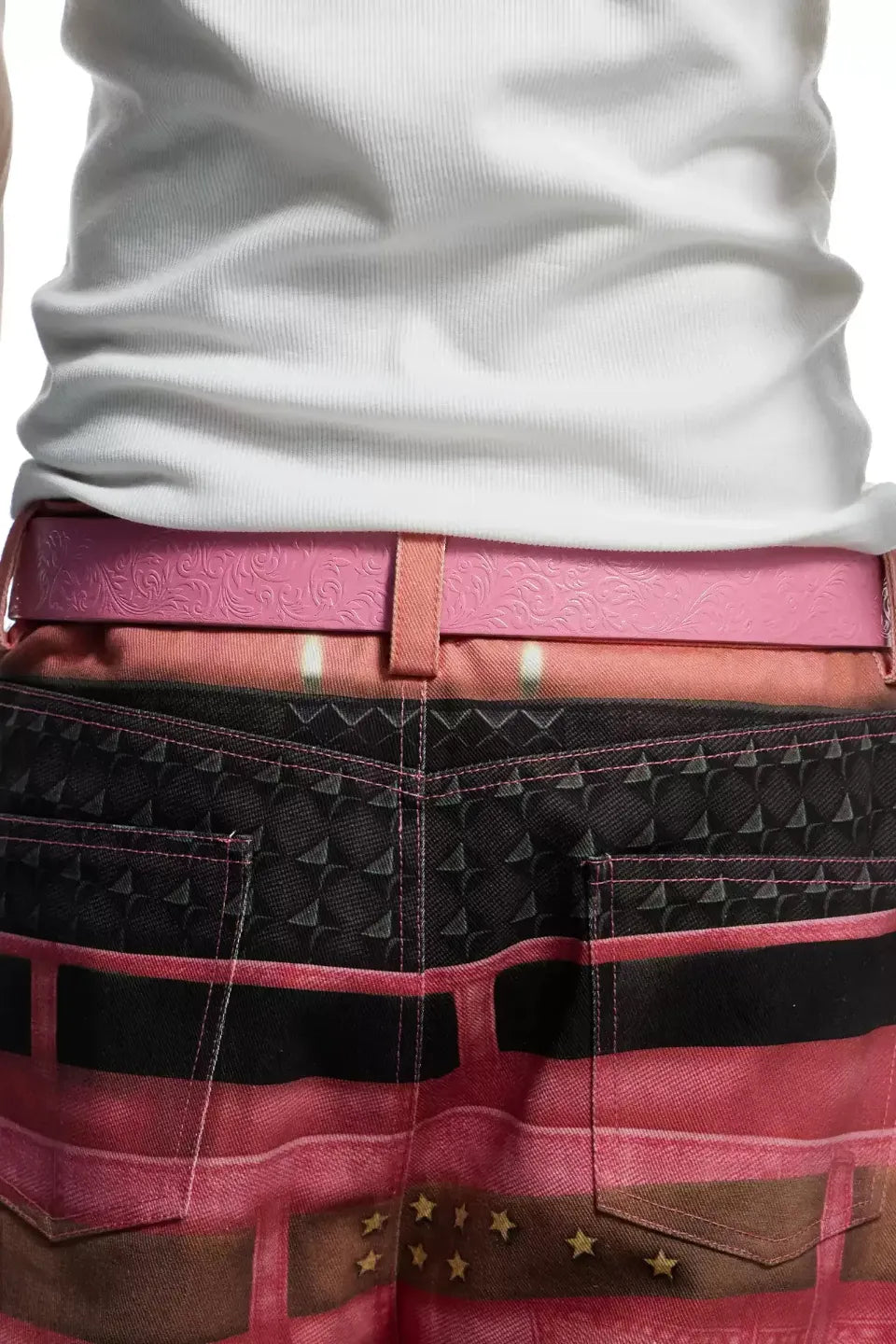Chrome Acanthus Carved Leather Belt