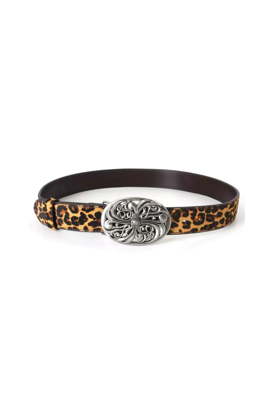 Chrome Acanthus Carved Leather Belt