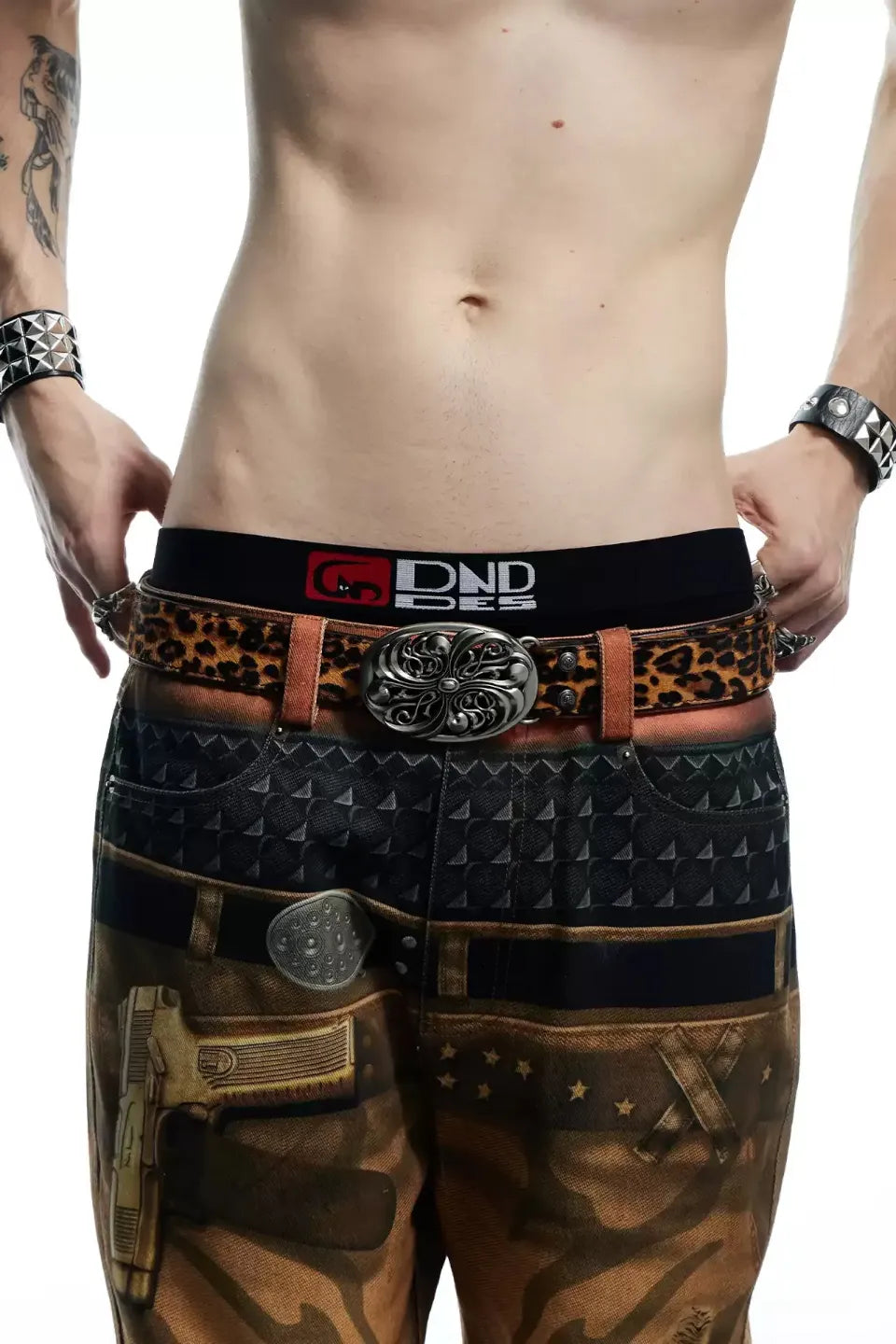 Chrome Acanthus Carved Leather Belt