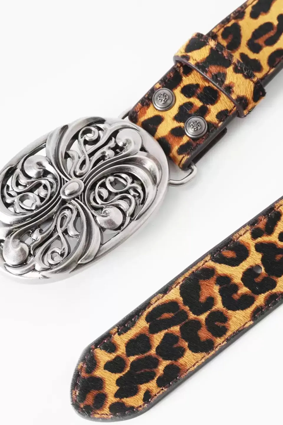 Chrome Acanthus Carved Leather Belt