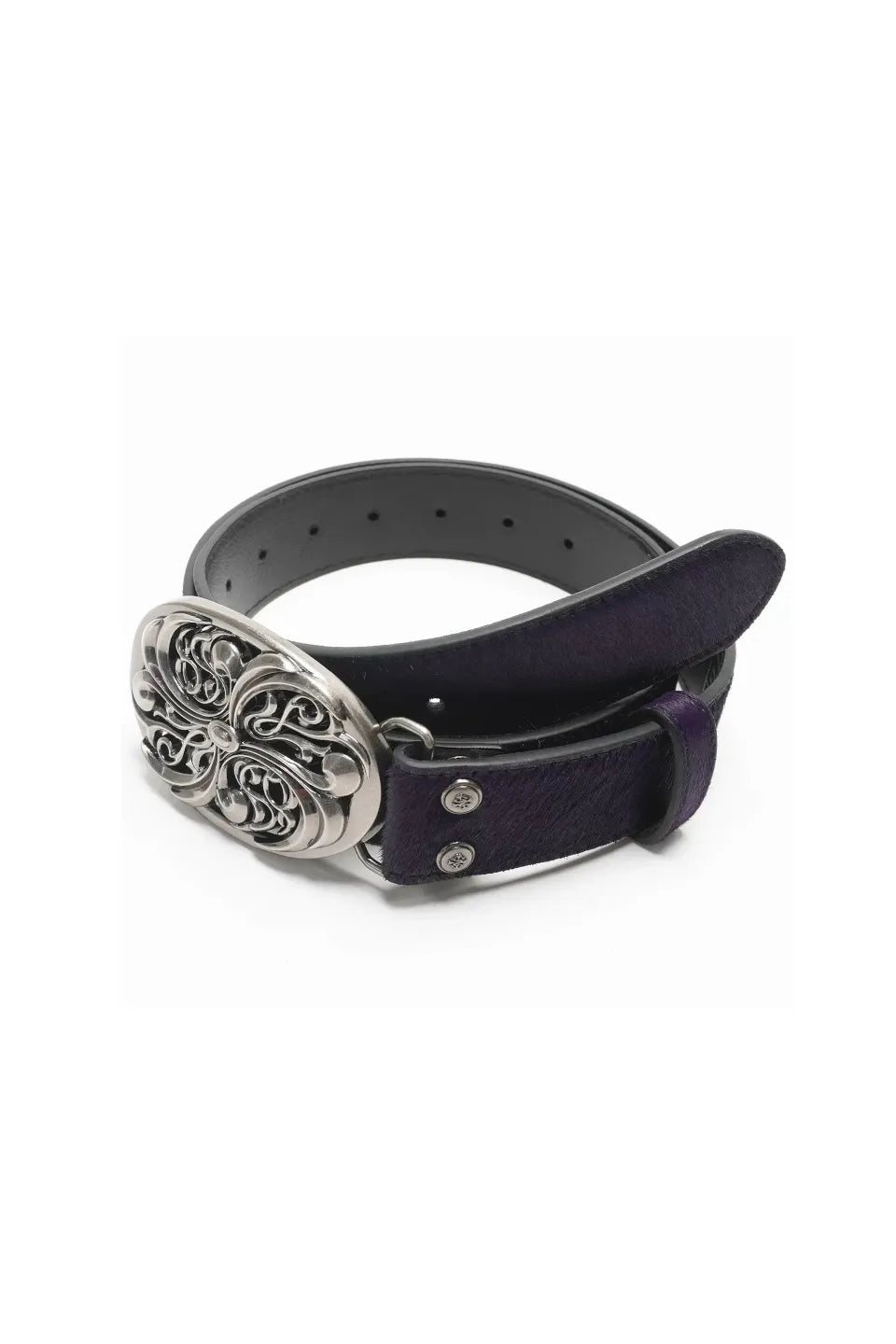 Chrome Acanthus Carved Leather Belt