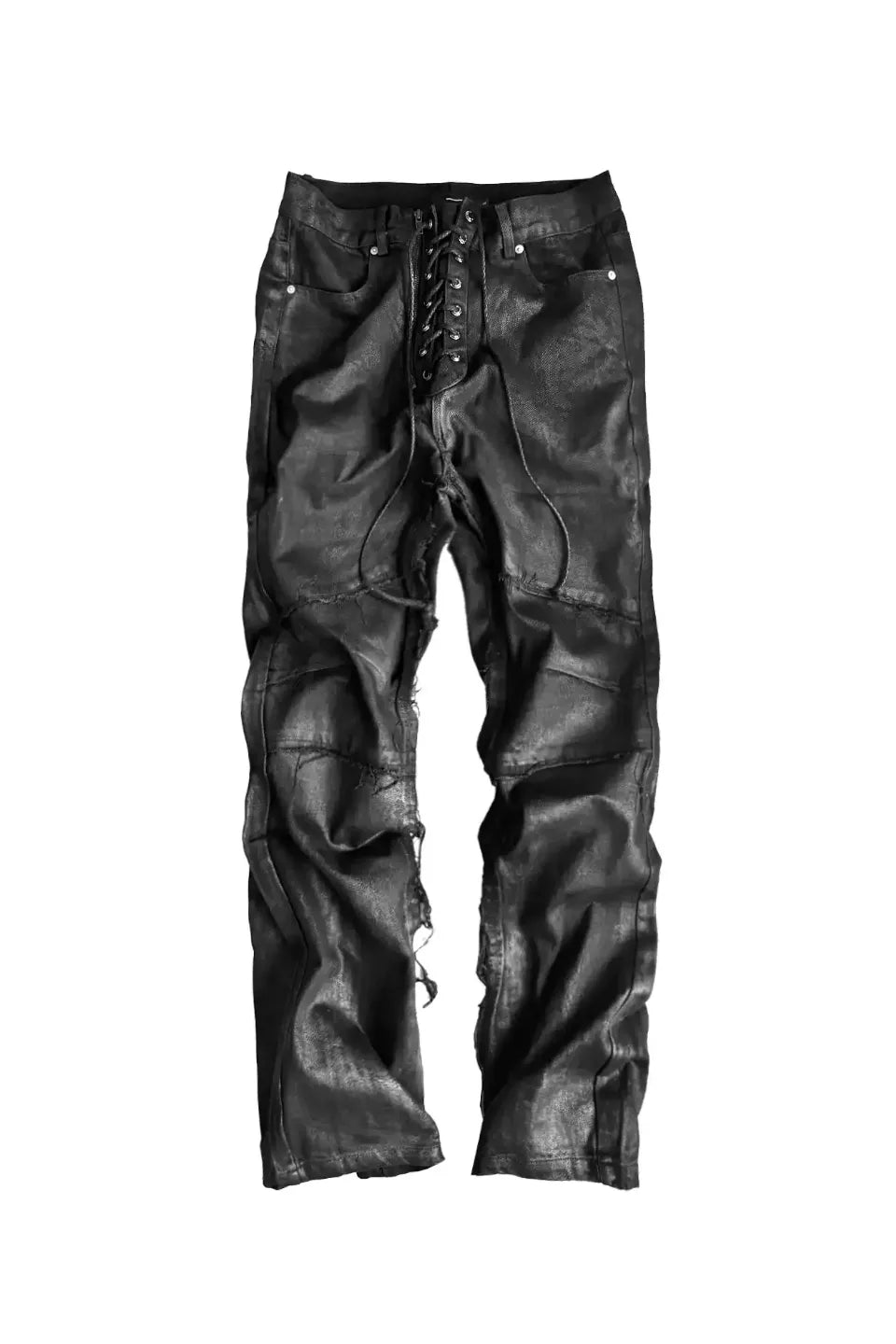 Coated Hand Painted Bondage Strapped Jeans
