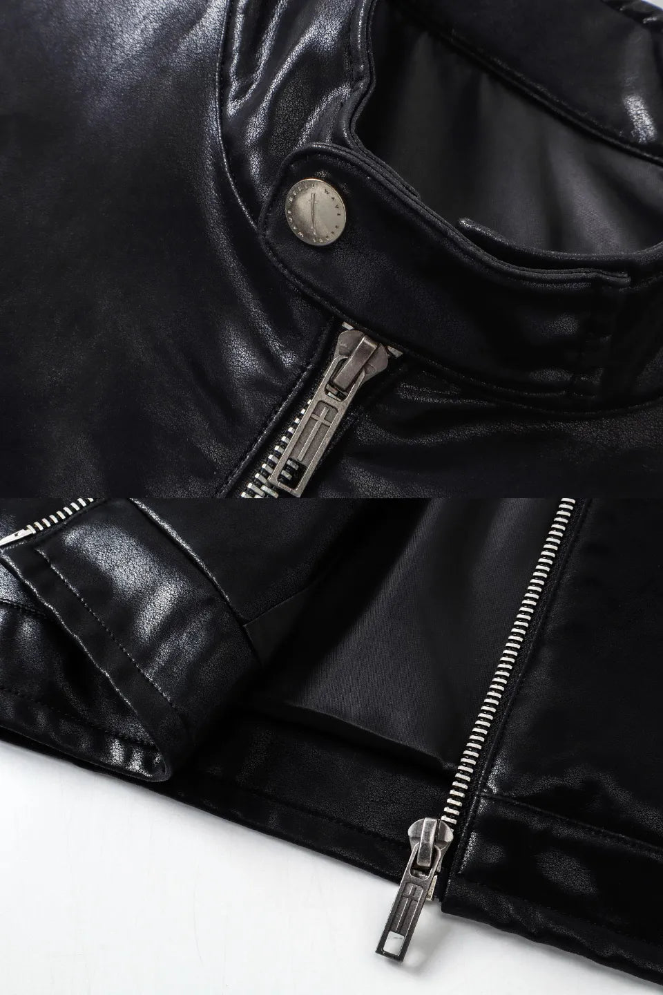Color Block Striped Structured Leather Jacket