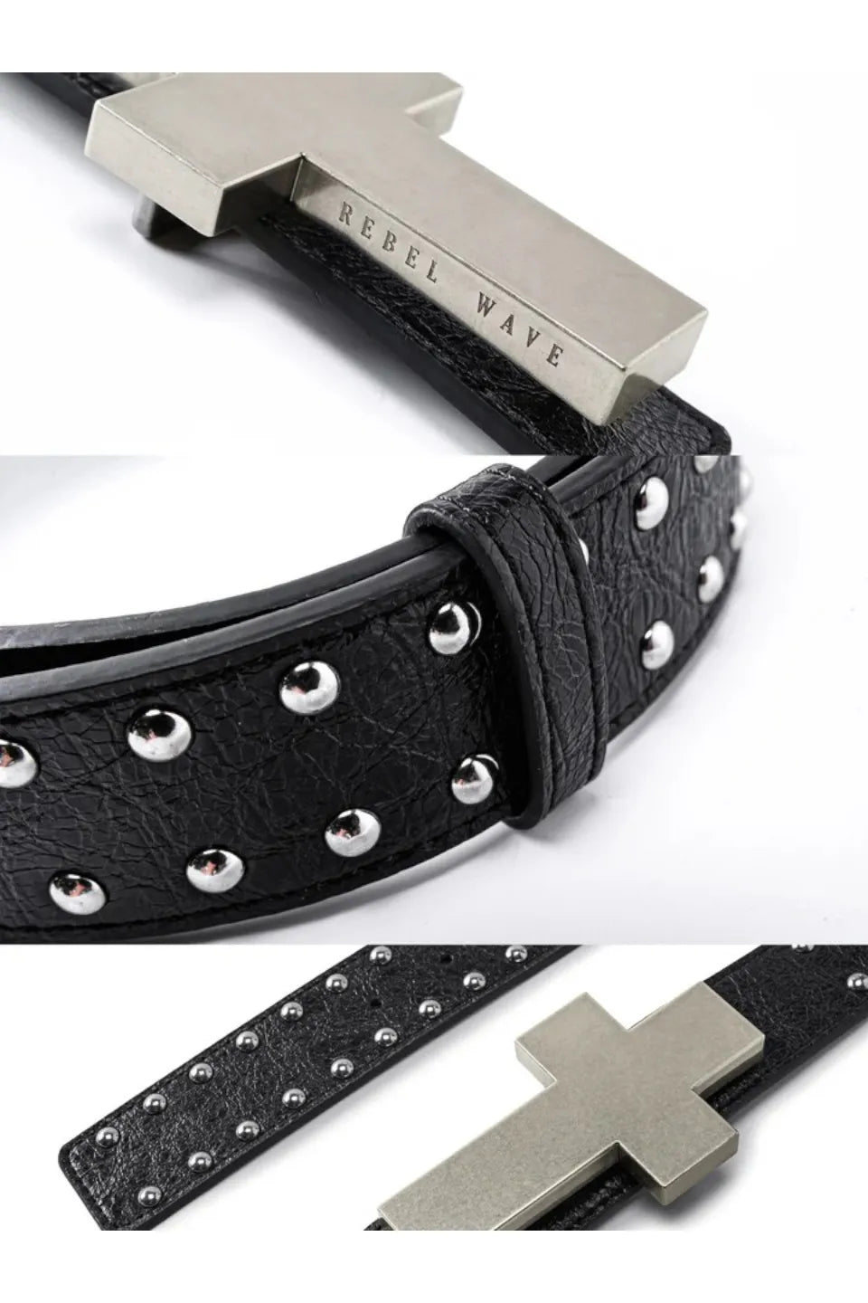 ╋ Cracked Leather Rivet Belt