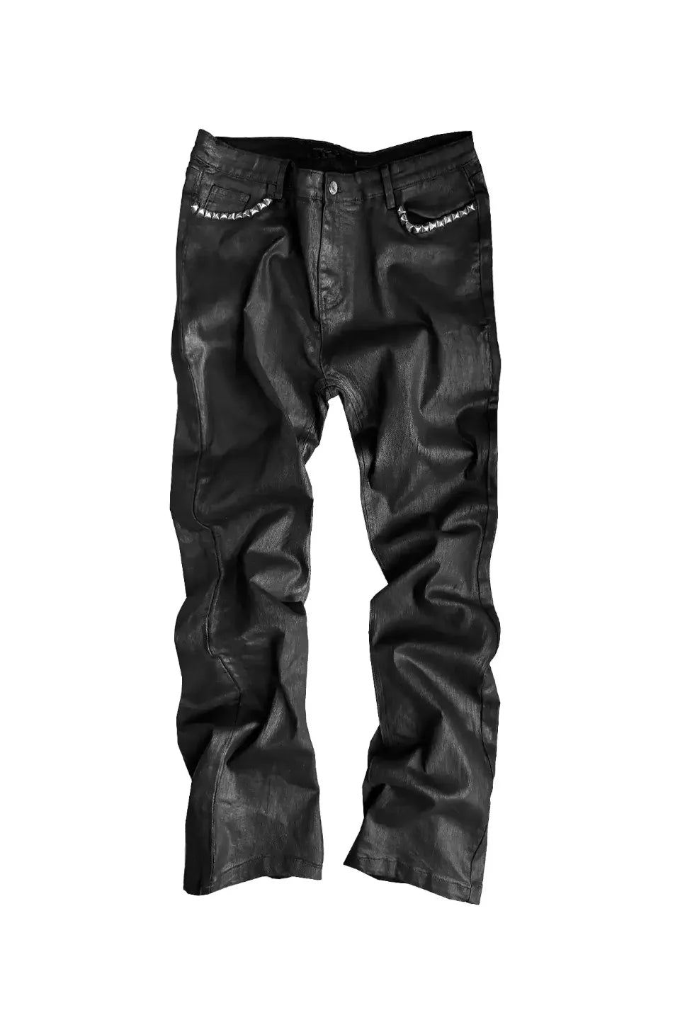 Cracked Resin Coated Straight Denim