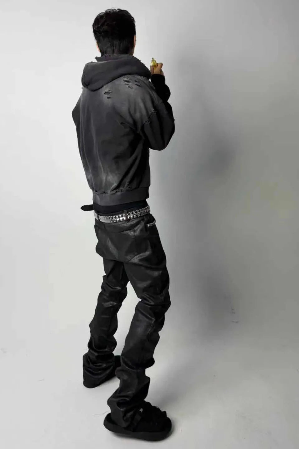Cracked Resin Coated Straight Denim
