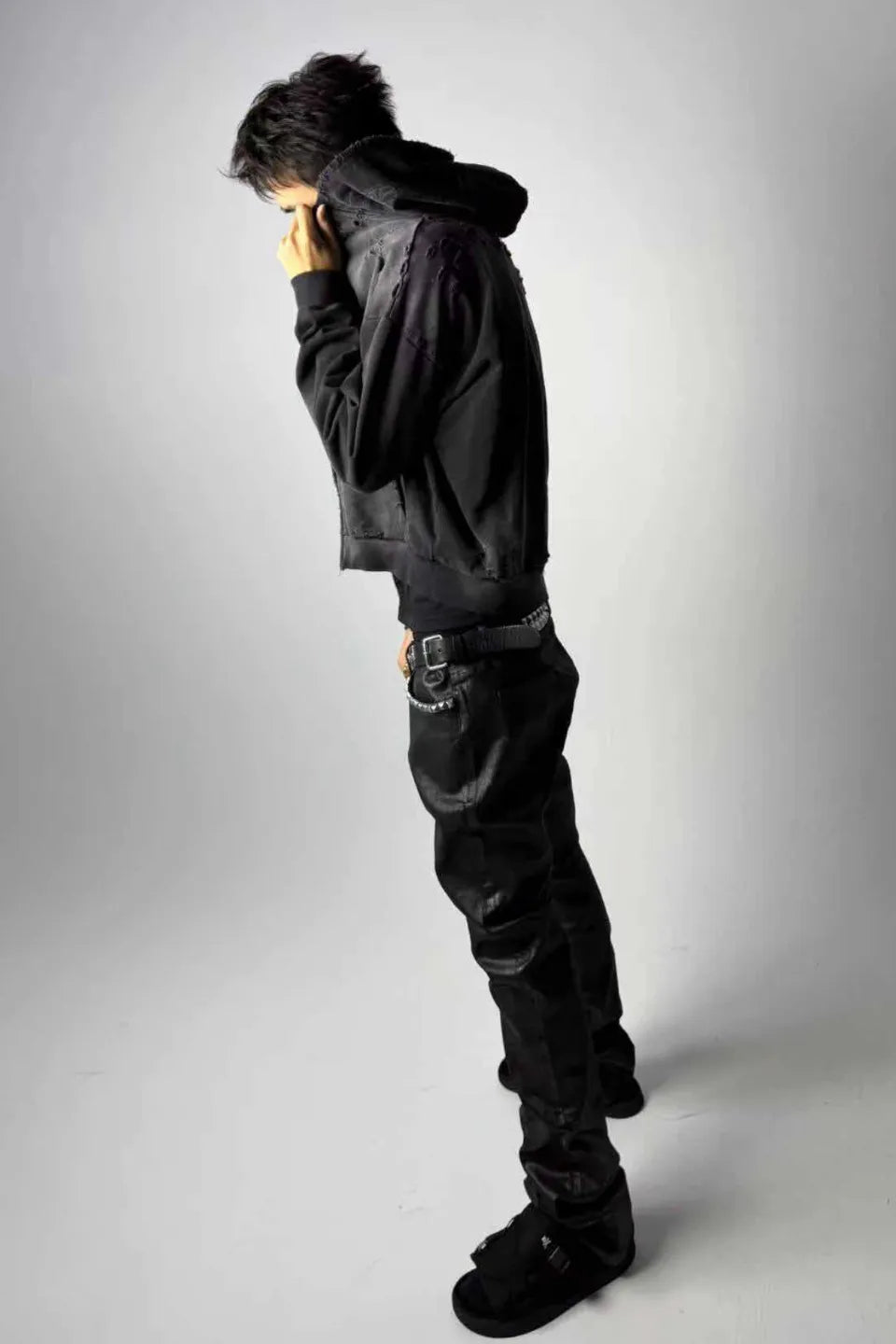 Cracked Resin Coated Straight Denim