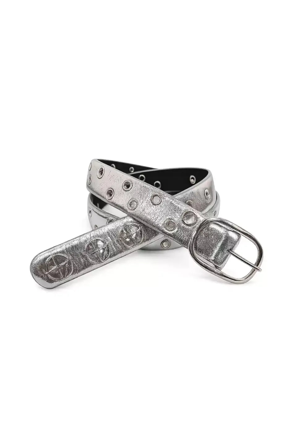 Cracked Silver Triple Pistol Buckle Belt