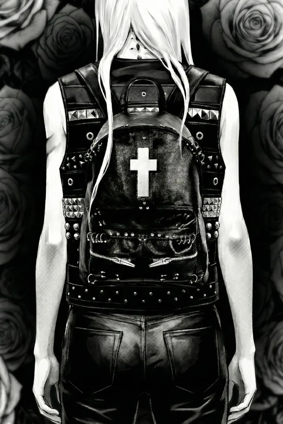 Crackle Pattern Perforated Hardware Backpack