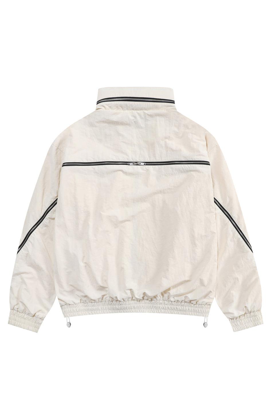 Cream Tonal Zip Track Jacket