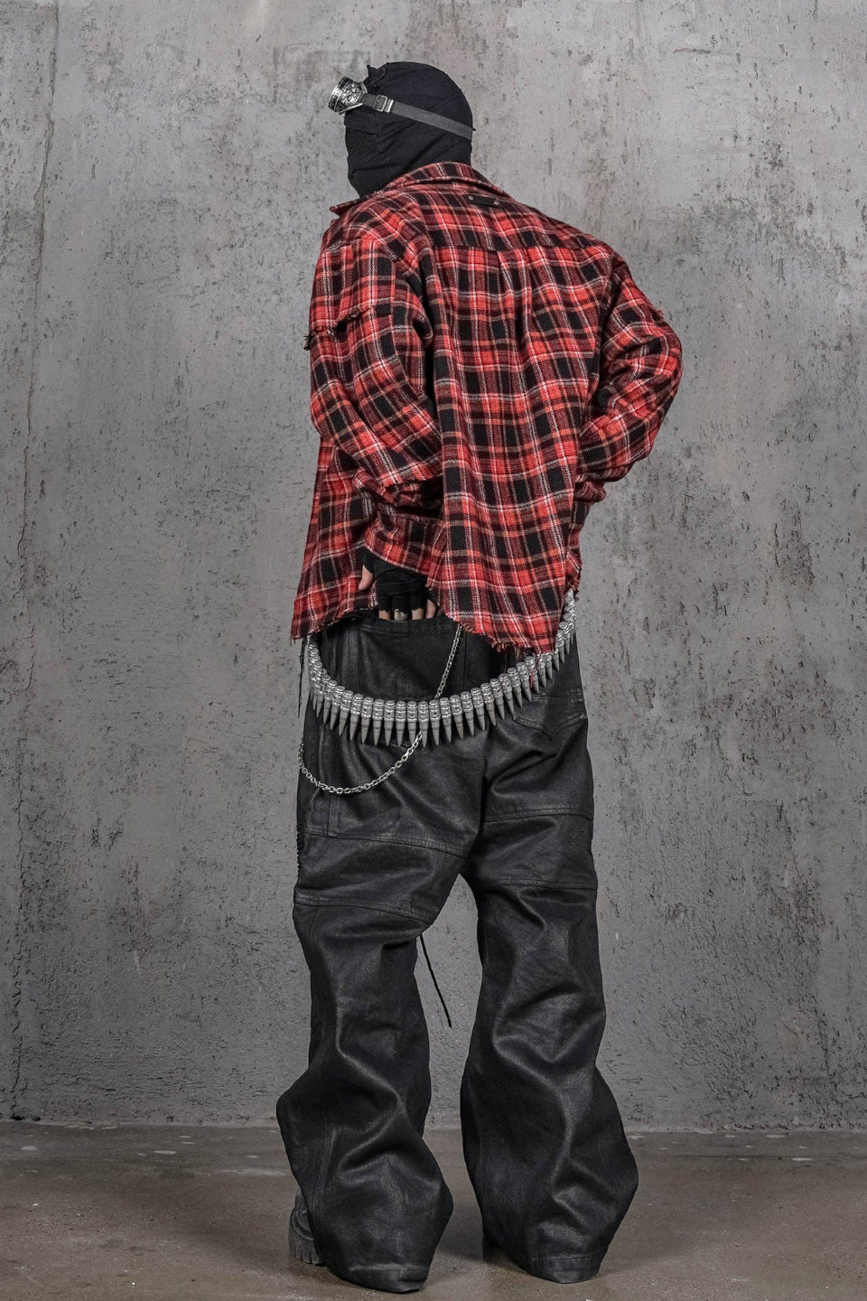 Crimson Ruin Distressed Plaid Shirt Jacket