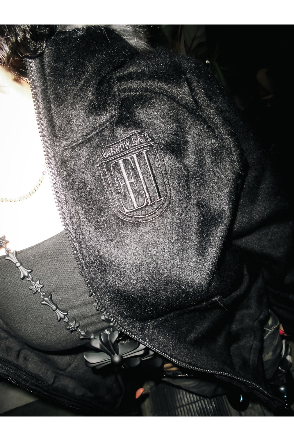 Cross Coffin Fur Hoodie
