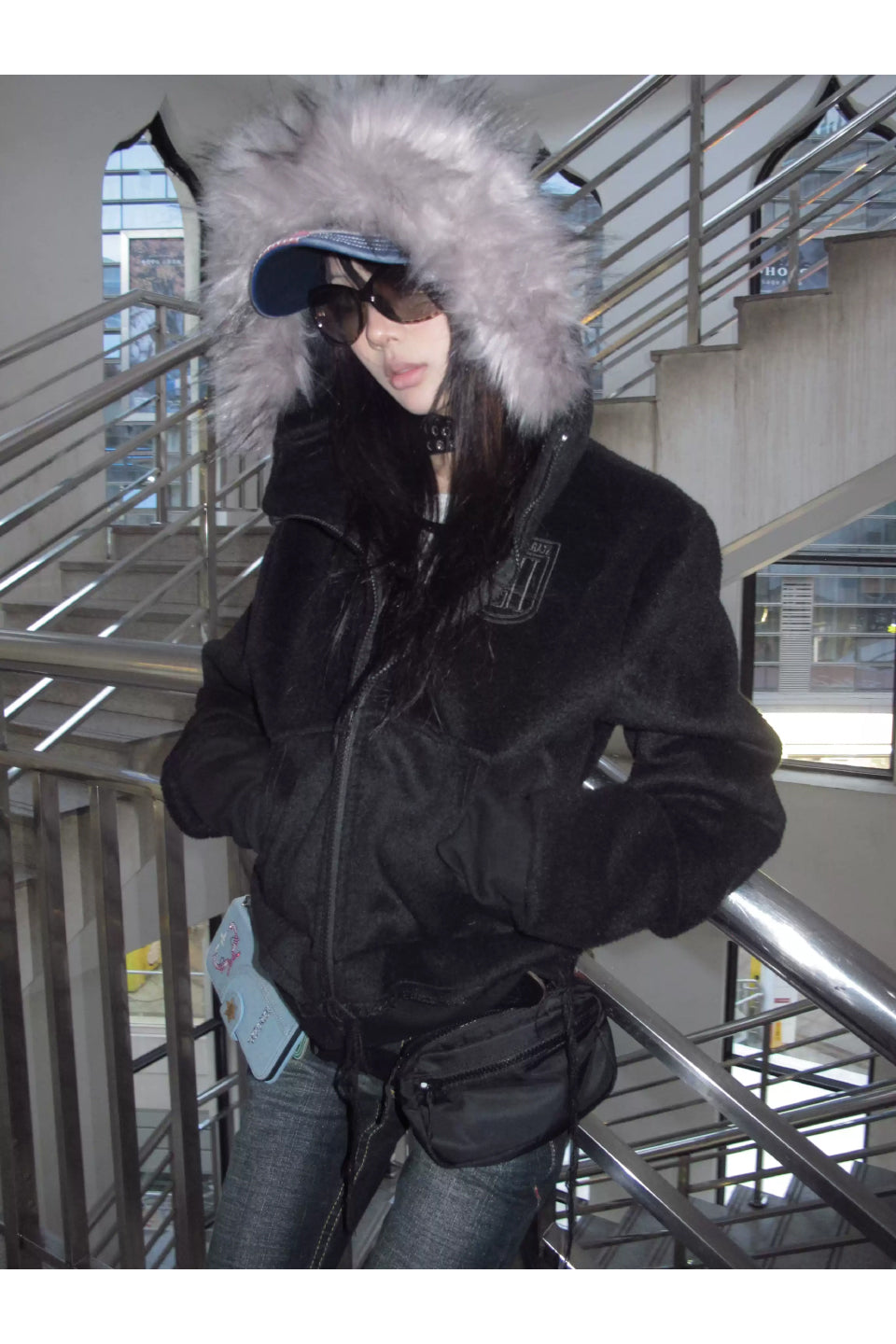 Cross Coffin Fur Hoodie