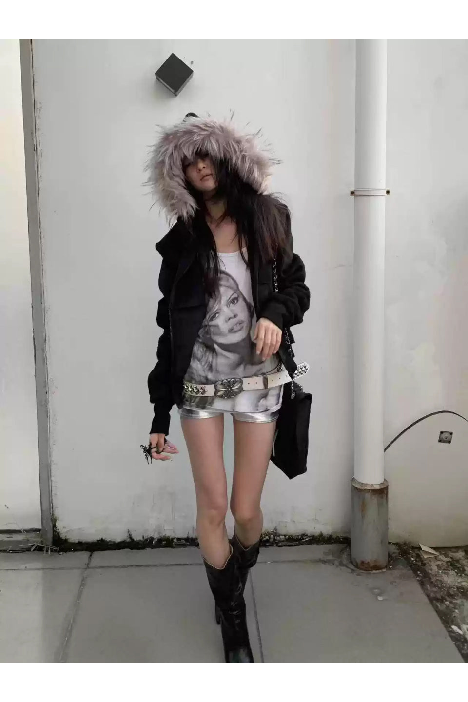 Cross Coffin Fur Hoodie