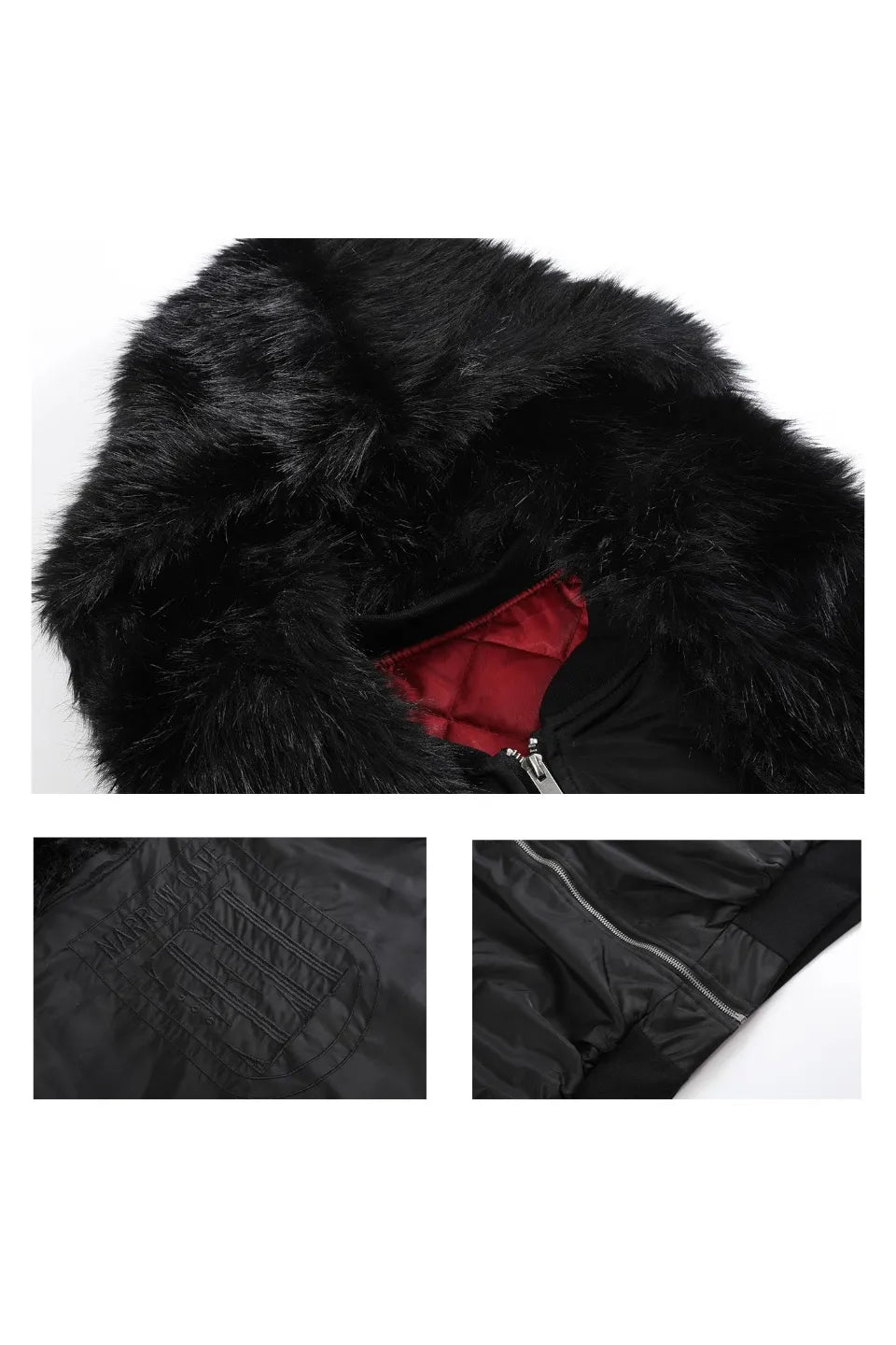 Cross Coffin Fur Scarf Lapel Detachable Hooded Cotton Jacket