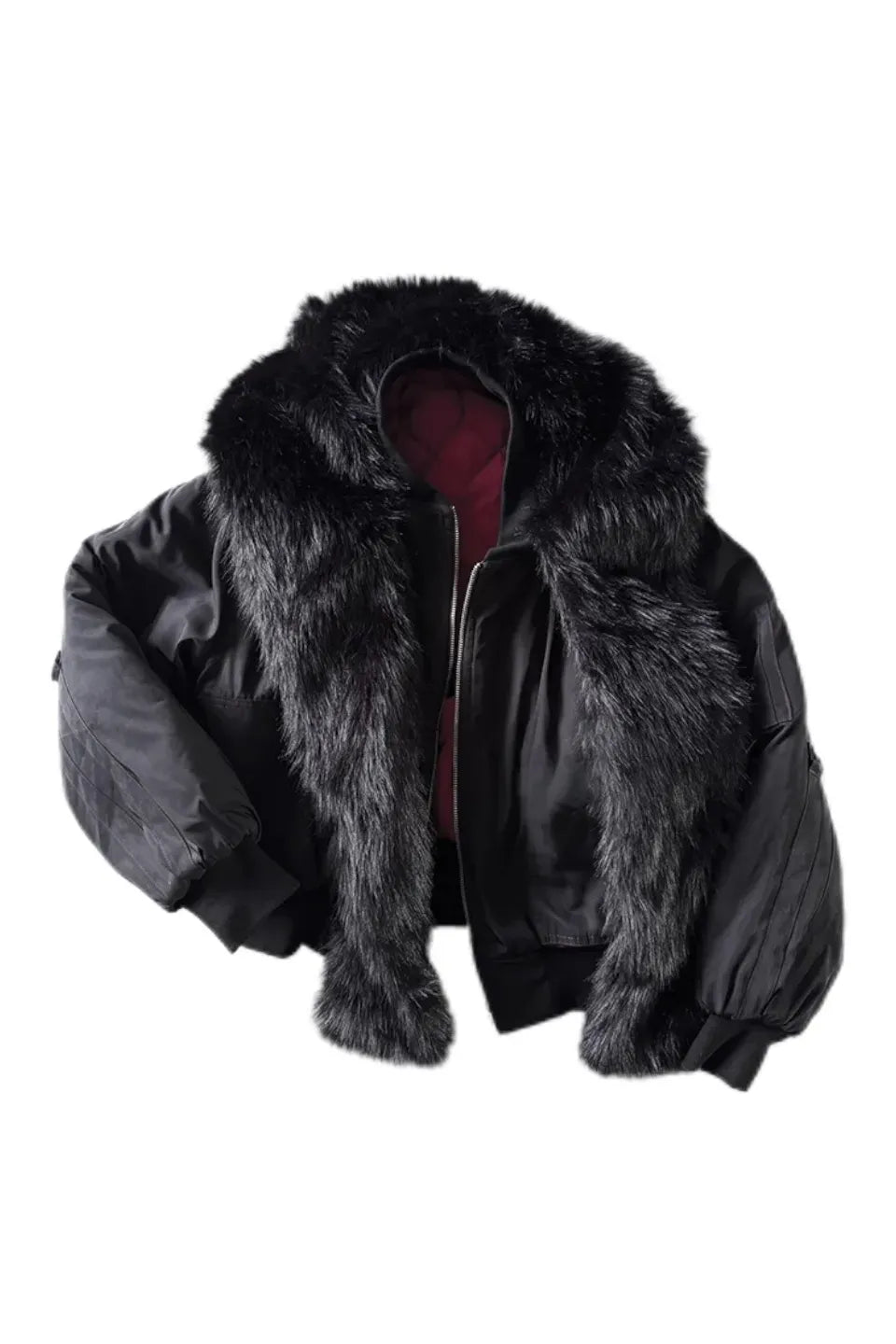 Cross Coffin Fur Scarf Lapel Detachable Hooded Cotton Jacket