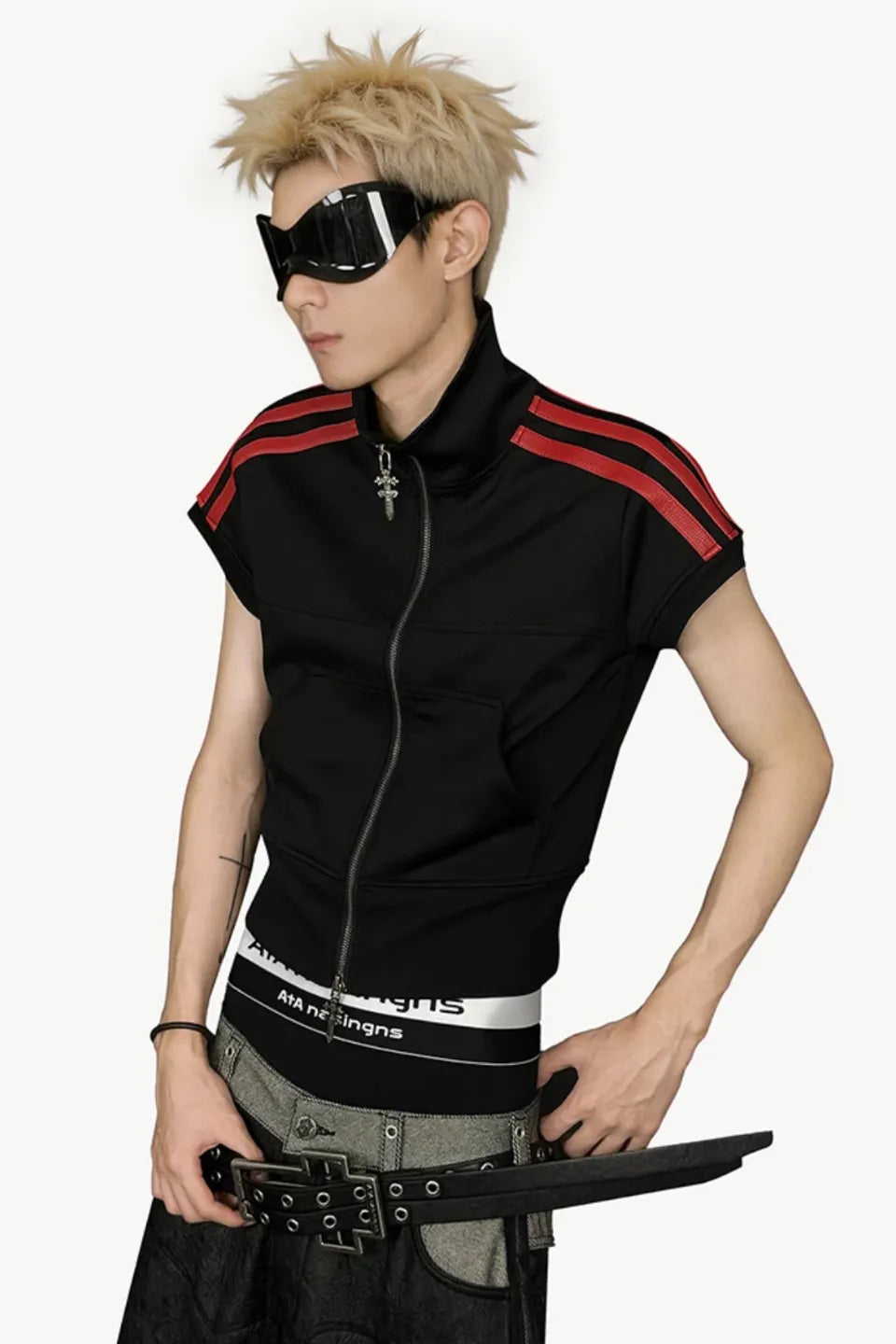 Cross Crest Embroidered SS Track Top