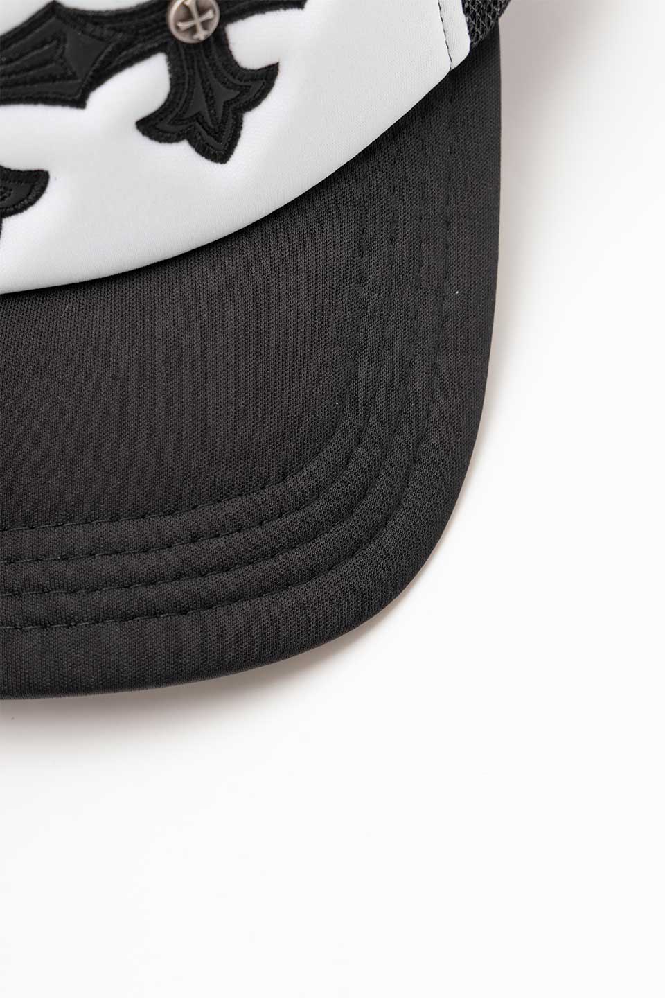 Cross Leather Patch Mesh Cap