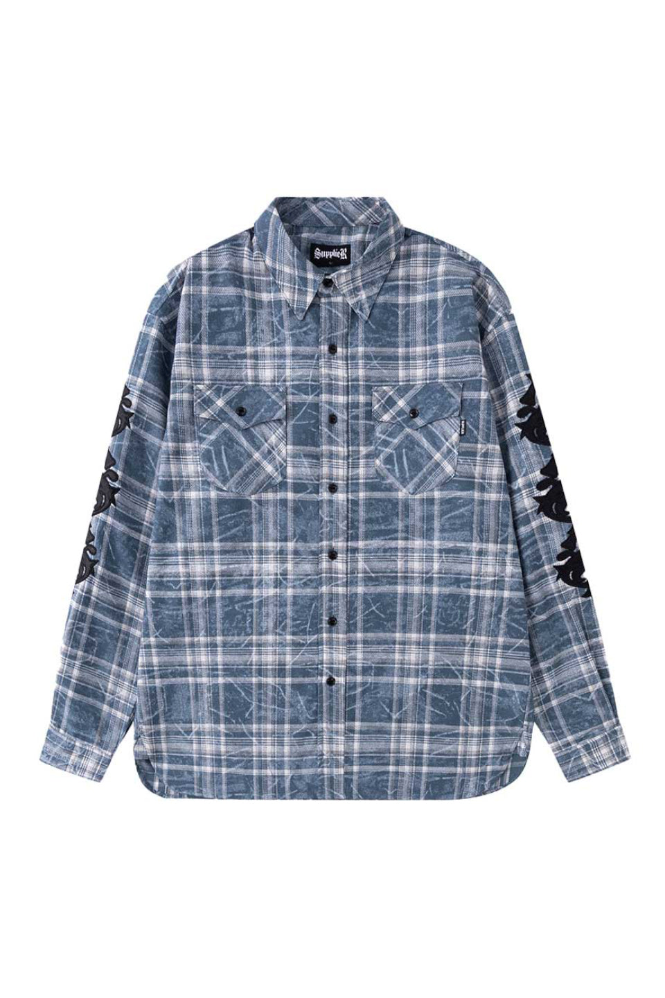 Cross Leather Patch Vintage Check Shirt