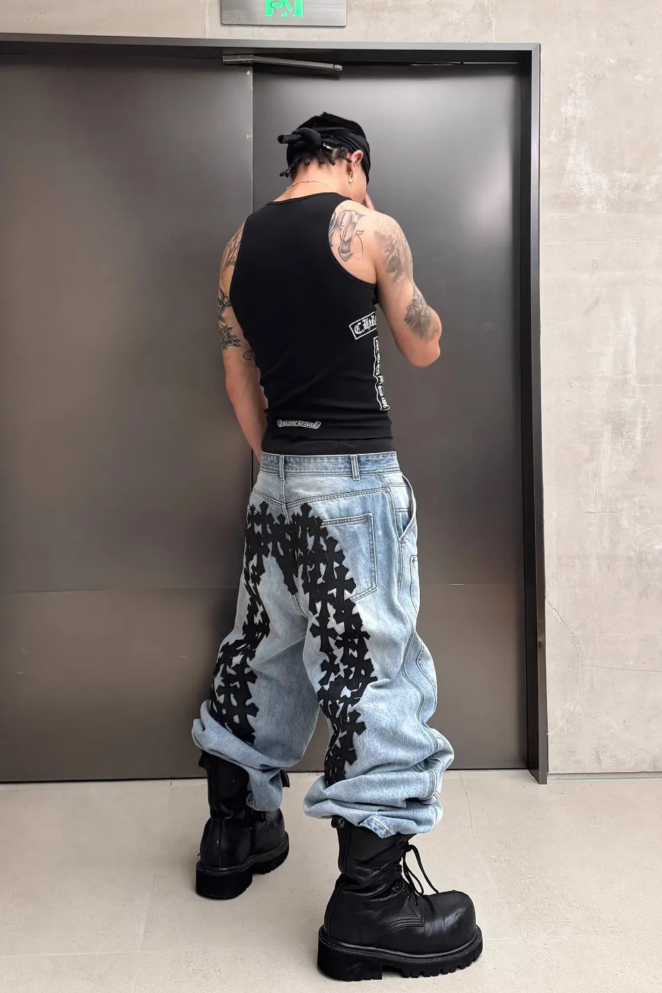 Cross Patch Art Baggy Denim