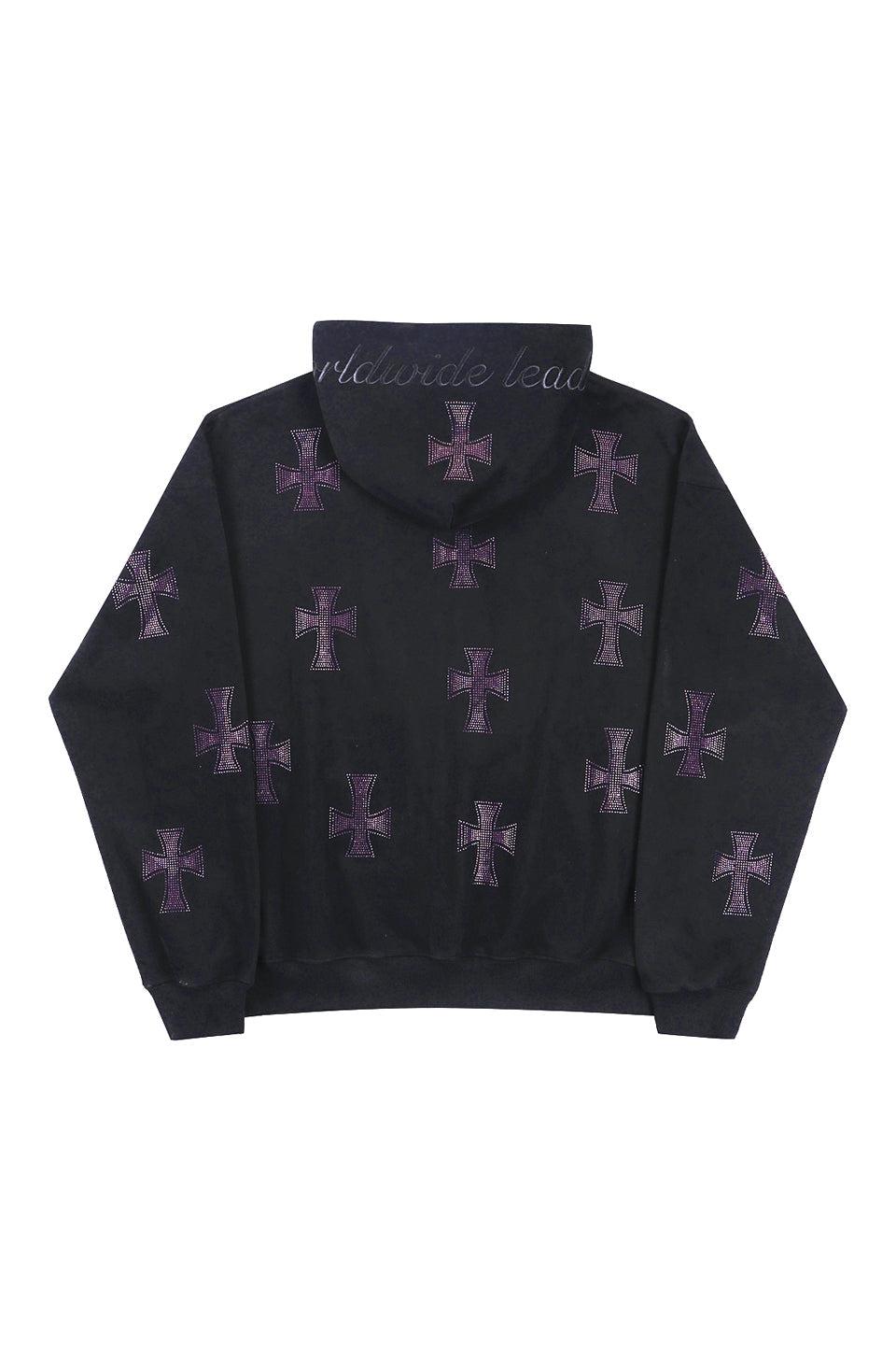 UNKNOWN LONDON(アンノウンロンドン) - Cross Rhinestone Zip Hoodie クロスラインストーンジップフーディ  パーカー