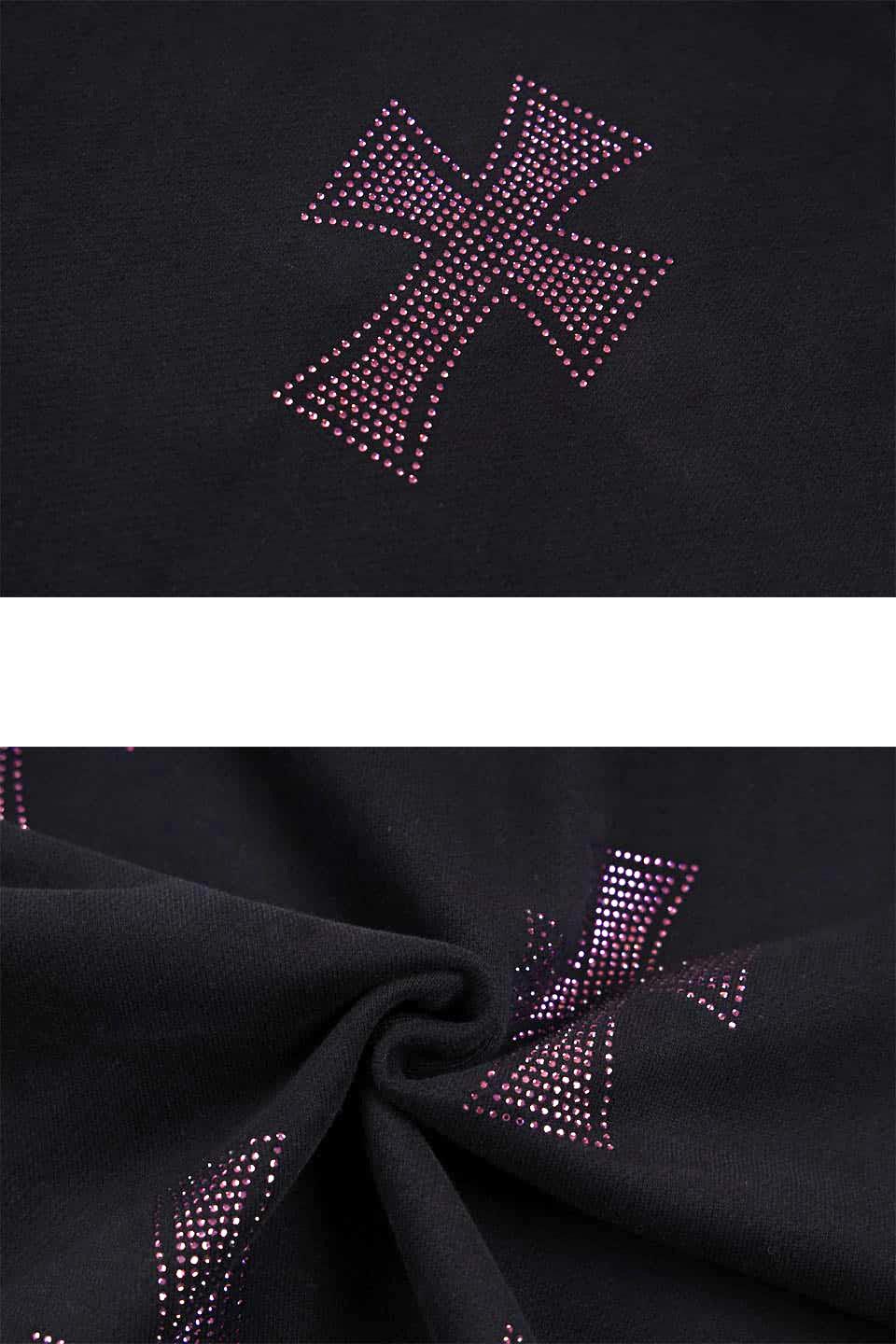 UNKNOWN LONDON(アンノウンロンドン) - Cross Rhinestone Zip Hoodie クロスラインストーンジップフーディ  パーカー