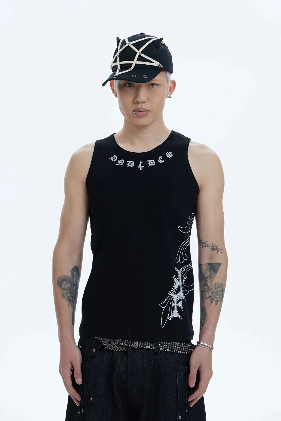DND4DES | Cross Side Graphic Tank Top クロス タンクトップ