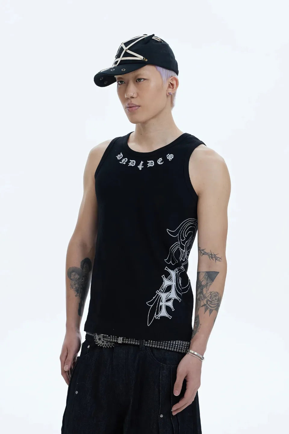 DND4DES | Cross Side Graphic Tank Top クロス タンクトップ