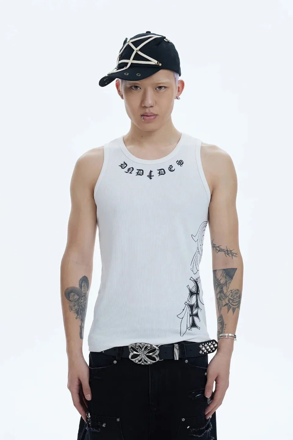 DND4DES | Cross Side Graphic Tank Top クロス タンクトップ