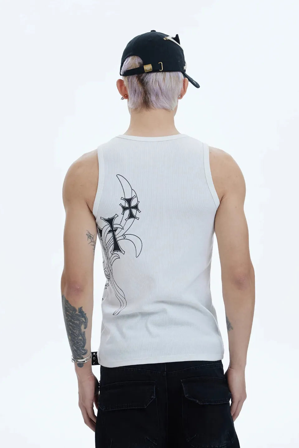 DND4DES | Cross Side Graphic Tank Top クロス タンクトップ