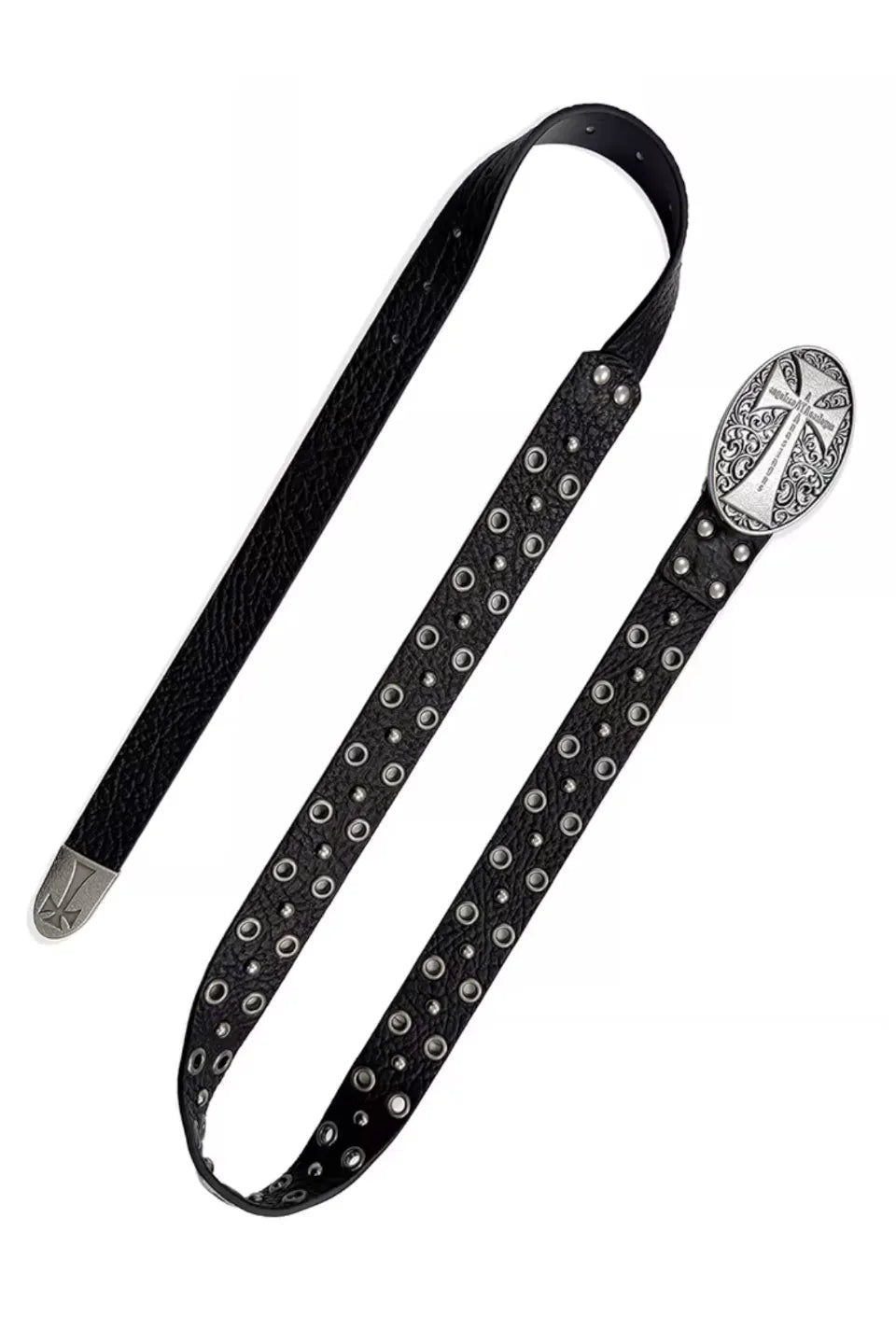 Cross Studded Eyelet Elephant Leather Belt